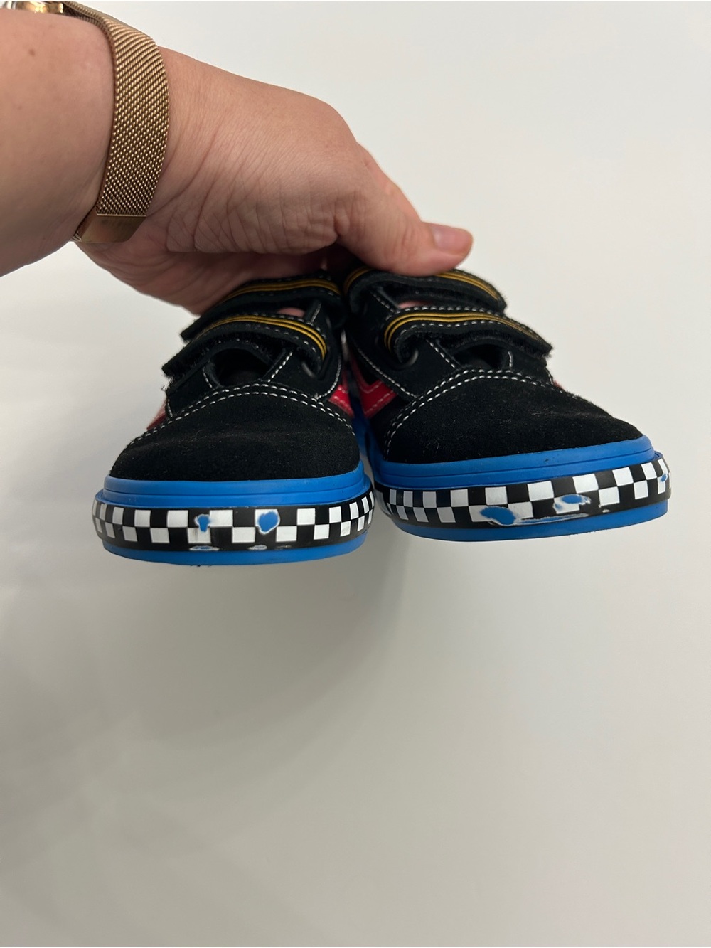 Vans Toddler 10 Old Skool V Racing Car Sneakers Black Blue Red - Picture 3 of 6